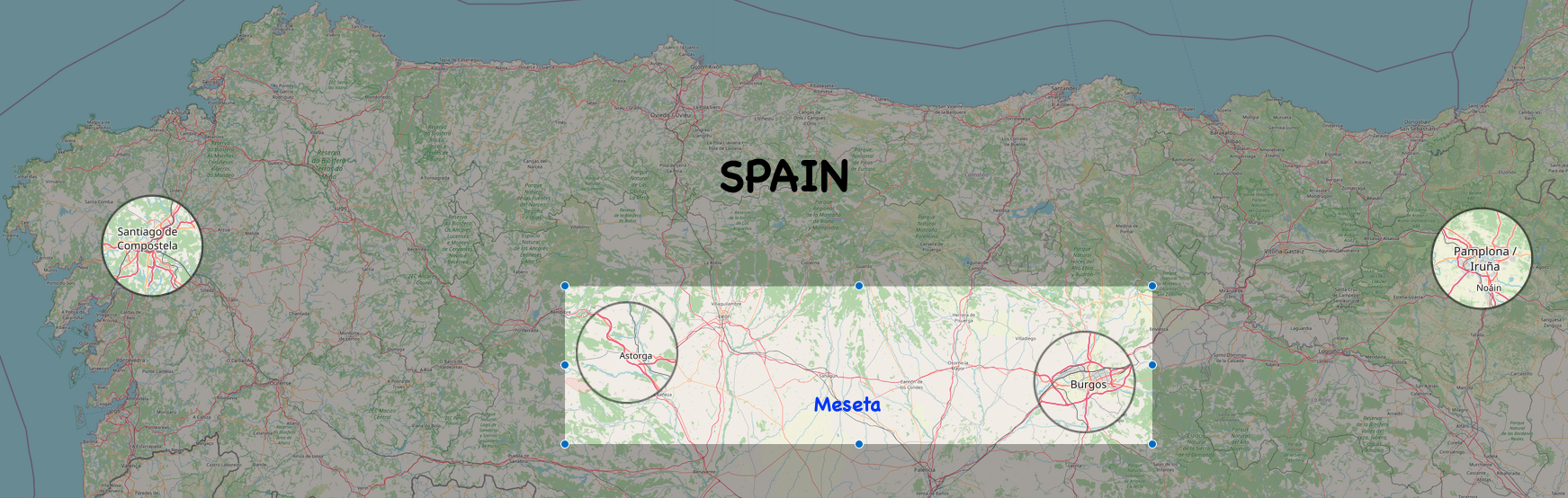 Map Camino Frances - The  Meseta 