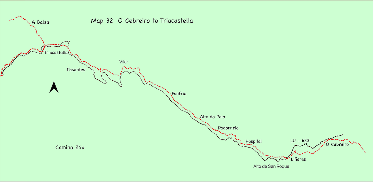 Map 32 - O Cebreiro to Triacastella
