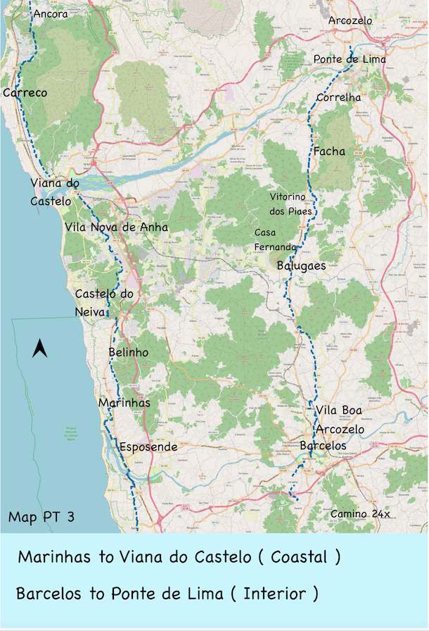 Map PT 3 - Marinhas to Viana do castelo & interior map 