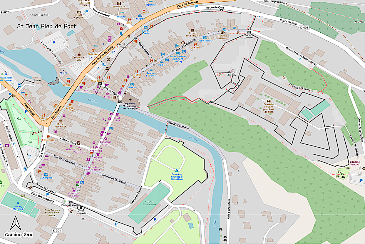 Map - Village of St Jean Pied de Port in France