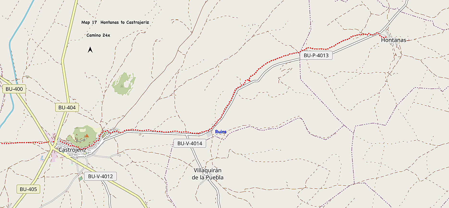 Map 17 Hontanas to Castrojeriz