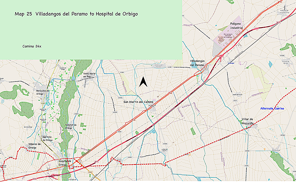 Map # 25 - Villadangos del Paramo to Hospital de Orbigo