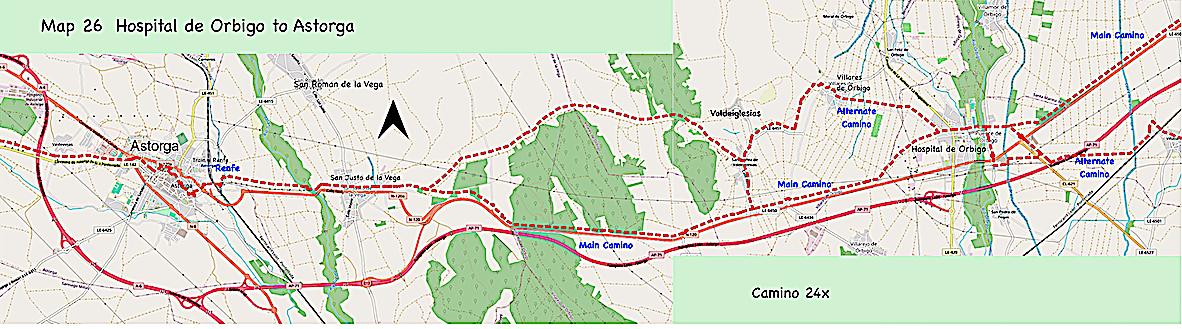 Map 26 - Hospital de Orbigo to Astorga