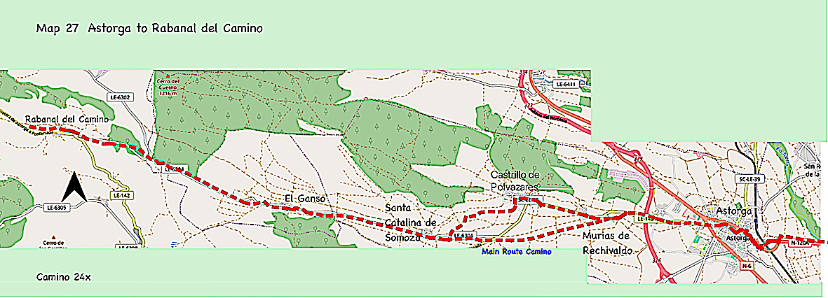 Map 27 - Astorga to Rabanal del Camino 