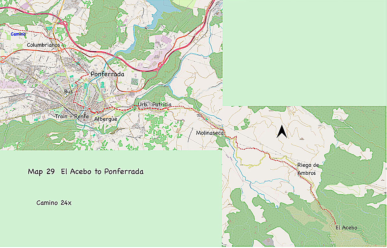 Map 29 - El Acebo to Ponferrada 