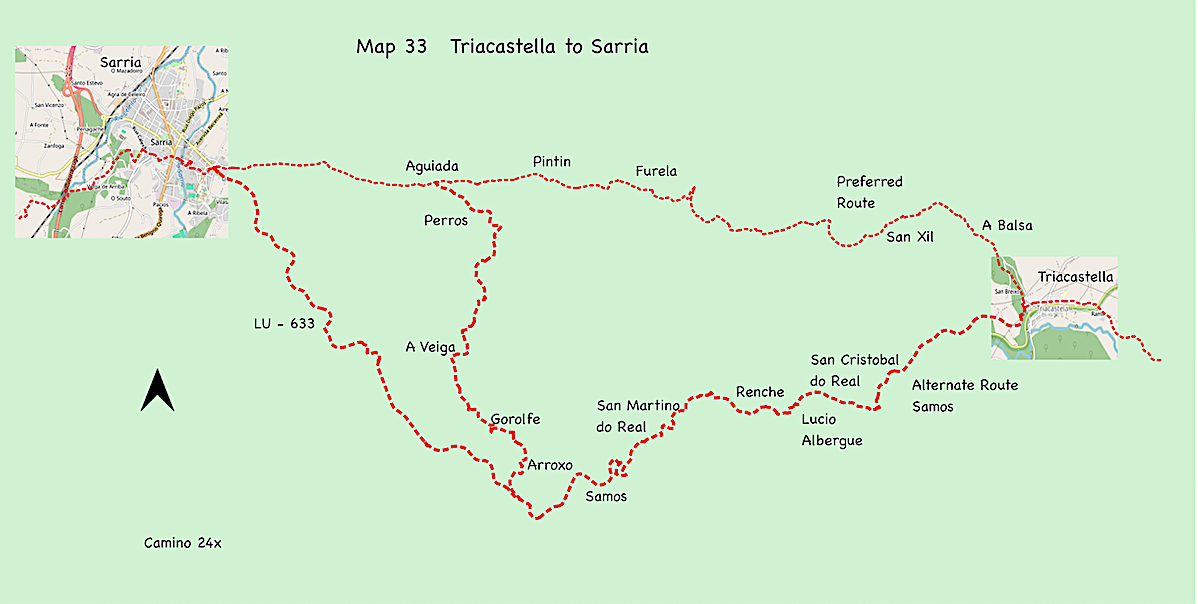 Map 33 - Triacastella to Sarria 