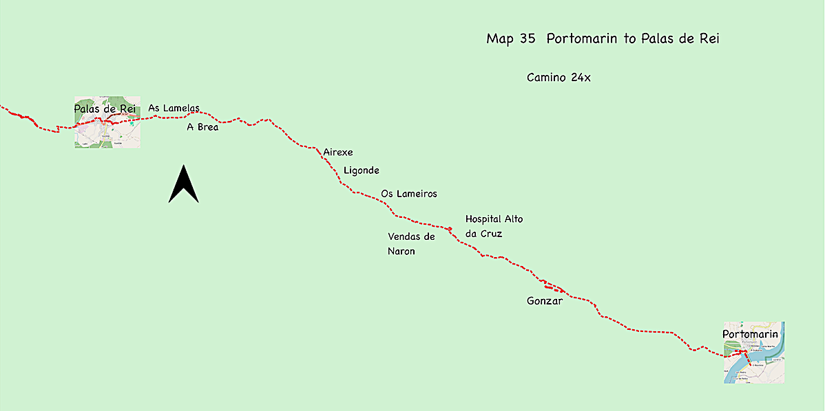 Map 35 - Portomarin to Palas de Rei 