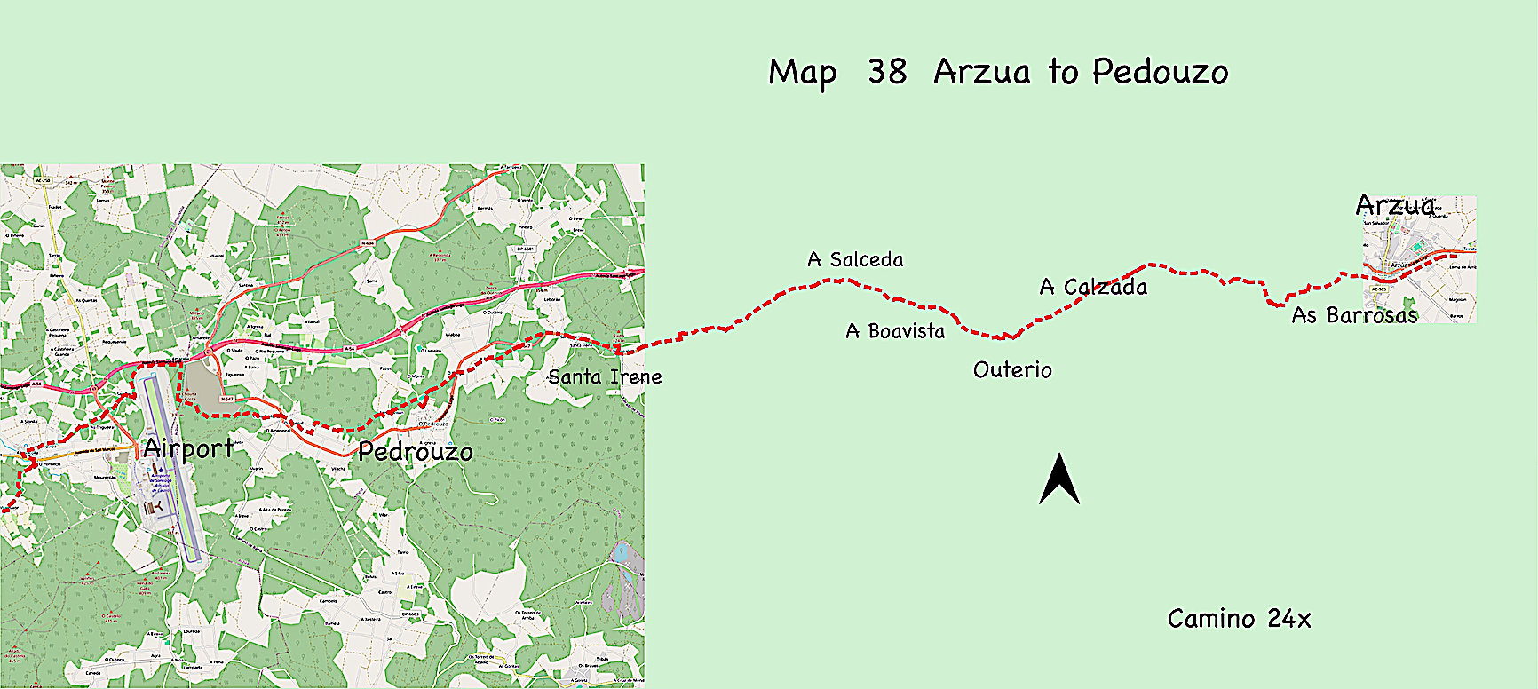 Map 38 - Arzua to Pedrouzo