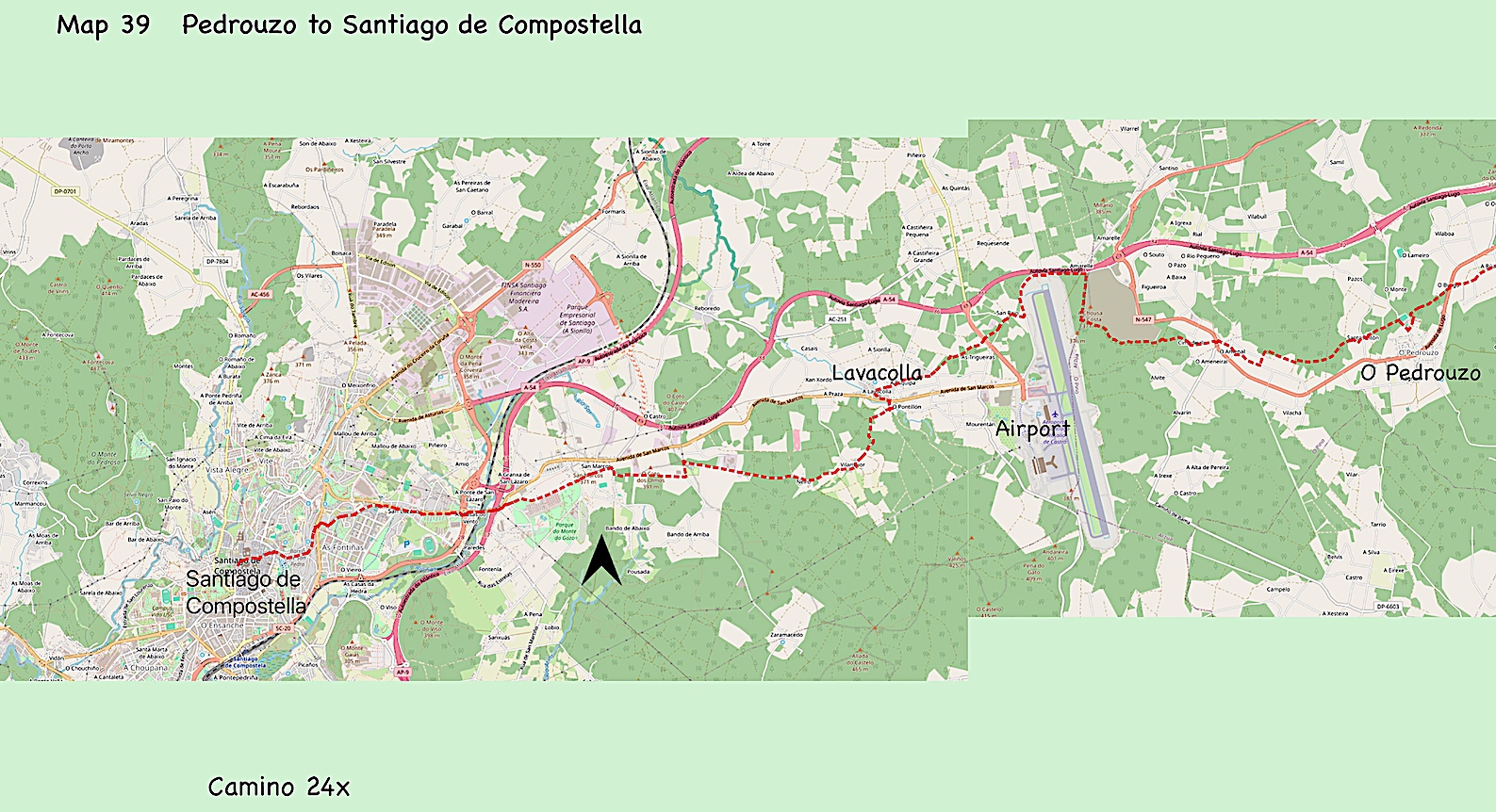 Map 39 - Pedrouzo to Santiago 