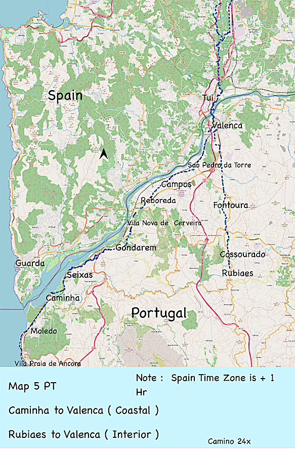 Map PT 5 - Caminha to Valenca & interior