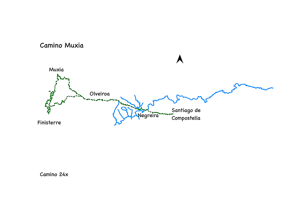 Camino Santiago - Muxia . Minimalist Map
